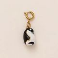 Detail of penguin pendant featuring black and white enamel finish with golden metal edges - Penguin Pendant Only (Without Chain) / Black & White