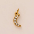 Eleganter 18k Gold-Mondsichelanhänger mit Zirkonia-Kristallen in Pavé-Fassung - Mond Anhänger