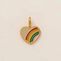 Minimalist 18k gold plated heart pendant with colorful rainbow enamel inlay and loop - Heart Rainbow Pendant Only (Without Chain)