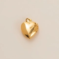 Polished 18k gold heart locket pendant with hinge and top ring for photo storage - Heart Locket Pendant
