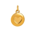 Detailed view of round 18k gold plated heart pendant with minimalist engraved design - Round Hollow Heart Pendant No. 5