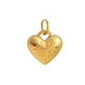 Macro shot of 18k gold plated heart pendant with textured sunburst pattern and top loop - No. 7 Double Heart Pendant Only (Without Chain)