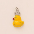 Cute yellow duck pendant with silver crown and red beak for DIY jewelry making - Yellow Duck