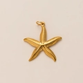 Détail d'un pendentif étoile de mer dorée avec des textures gravées et une finition polie - Style Étoile de Mer (Starfish)