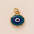 Pendentif œil bleu avec monture plaquée or 18 carats pour bricolage collier ou bracelet - Pendentif Style Mauvais Œil Vert / Vert