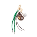 Fashionable braided bag chain with mini baseball and pretzel pendant, 18K gold plated - Baseball Bag Chain
