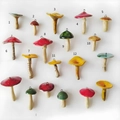 Colorful ceramic mushroom pendants with 14K gold plated hooks in various vibrant styles - No. 1 Blue Mushroom Pendant