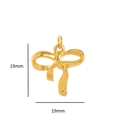 Ciondolo a fiocco dorato opaco con anello per gioielli fai-da-te e sciarpe, 19mm - Fiocco