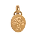 Detailed macro view of an oval 18k gold plated stainless steel Tree of Life pendant charm - Tree of Life Pendant