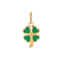 Ciondolo quadrifoglio dorato con smalto verde e foglie a cuore per gioielli fai-da-te - Quadrifoglio