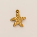 Detalle macro de un colgante de estrella de mar bañada en oro de 18K con textura de relieve - Pequeño Colgante de Estrella de Mar