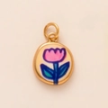 DIY colorful floral enamel pendant with golden trim and artistic hand-painted pink flower - Small Pink Flower Pendant Only (Without Chain)