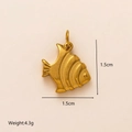 Colgante de tortuga de acero inoxidable chapado en oro de 18K con textura detallada - Colgante de pez pequeño