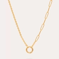 Collier asymétrique plaqué or 18K avec maille trombone et fermoir à ressort rond - Collier à Maillons Ouverts No.8
