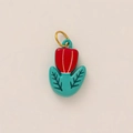 18K vergulde roestvrijstalen tulpen hanger in rood en groen voor DIY sieraden maken - Rode Bloemenhanger (Dubbelzijdige Afdruk)