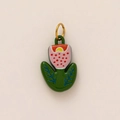 Geëmailleerde bloem hanger met 18K goudlaag en blauwe glitter voor DIY sieraden - Roze Bloemenhanger (Dubbelzijdige Afdruk)
