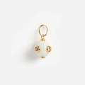Detailed view of spherical opal pendant with yellow gemstones in 14k gold setting - No. 24 White Bead Rhinestone Pendant
