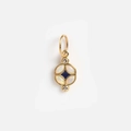 Detailed close-up of 14k gold geometric pendant with blue lapis and white opal stones - No. 16 Square Pendant