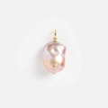 Macro shot of irregular pink baroque pearl pendant with 14k gold plated metal bail - No. 19 Pink Artificial Pearl Pendant