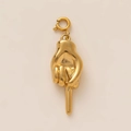 Ciondolo gesto della mano in acciaio inossidabile placcato oro 18K con anello a molla - Stile del Gesto del Dito Medio