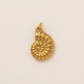 Detail van de gouden roestvrijstalen nautilus hanger met een spiraalvormige structuur - Gouden Metalen Wulk