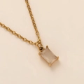 18K gold plated titanium necklace with rectangular birthstone pendant and zircon - June