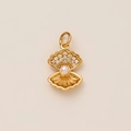 Golden shell pendant with white round pearl and sparkling crystals for women's necklace - Pearl Shell Pendant Only (Without Chain) (1)