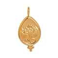 Teardrop shaped 18K gold plated stainless steel pendant with tree of life embossing - Tree of Life Pendant Only (Without Chain)