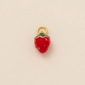 Charming red strawberry pendant in enamel finish with green leaves and golden loop - Strawberry Pendant Only (Without Chain) (4)