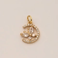 Close-up of crescent moon and butterfly pendant with 18K gold plating and zircons - Moon Butterfly Pendant Only (Without Chain) (9)