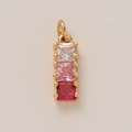 Close-up of three-stone gradient square crystal pendant with gold-plated claw setting - Red Gradient Square Pendant Only (Without Chain) (10)