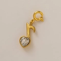 Colgante de nota musical bañado en oro 18K con circonita de corazón y cierre de muelle - Estilo Nota Musical de Corazón / Dorado