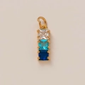 Macro shot of 18k gold plated pendant with gradient square crystals in blue and clear colors - Blue Gradient Square Pendant Only (Without Chain) (12)