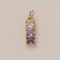 Macro detail of vertical gradient crystal pendant with three square gems in gold setting - Purple Gradient Square Pendant Only (Without Chain) (13)