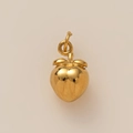 Pendentif fruit en acier inoxydable plaqué or 18K forme pêche avec feuilles et fini poli - Pêche