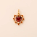 Macro detail of heart-shaped gold pendant with red gemstone and orange accent stones - Luxurious Heart Pendant Only (Without Chain) (15)