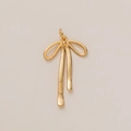 Close-up of elegant gold-plated ribbon bow charm pendant with high-gloss mirror finish - Elegant Bowknot Pendant Only (Without Chain) (18)