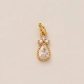 Macro shot of 18K gold plated pear-cut crystal pendant with tiny round stones detail - Pear Clear Pendant Only (Without Chain) (21)