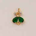 Detailed view of an 18K gold-plated bee pendant with green teardrop crystal wings - Bee Pendant Only (Without Chain) (25)