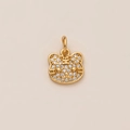 Macro shot of 18K gold plated tiger head pendant with inlaid zircon and King character - Tiger Head Pendant Only (Without Chain) (32)