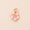 Detailed view of a gold-plated sakura flower pendant with pink and white enamel petals - Sakura Pendant Only (Without Chain) (39)