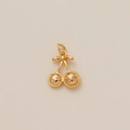 Detailed view of a gold-plated cherry pendant with sparkling white zircon embellishments - Golden Cherry Pendant Only (Without Chain) (40)