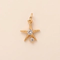 Macro view of gold-plated starfish pendant featuring clear cubic zirconia stones - Caviar Starfish Pendant Only (Without Chain) (41)
