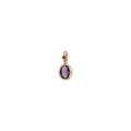U-shaped gold pendant necklace with oval purple gemstone and crystal accent - February Individual Pendant