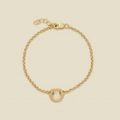 Minimalist gold chain bracelet with a circular link clasp and adjustable lobster closure - O-Chain + Open Ring (Bracelet)
