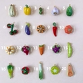 Golden 18K plated stainless steel vegetable charms in 20 colorful resin styles - White Striped Melon Pendant