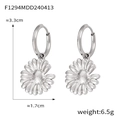 Boucles d'oreilles créoles marguerite en acier titane avec dimensions et poids - Style Anneau Fleur Vintage (F1294) / Acier