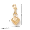 Ciondolo borsa a cuore placcato oro 18k con chiusura a moschettone e anello girevole - Ciondolo a cuore