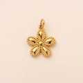 Pendentif fleur en acier inoxydable plaqué or 18K avec élégante texture milgrain - Fleur