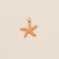 Vue macro détaillée d'un pendentif étoile de mer doré avec émail rose et anneau en métal - Étoile de Mer Dorée